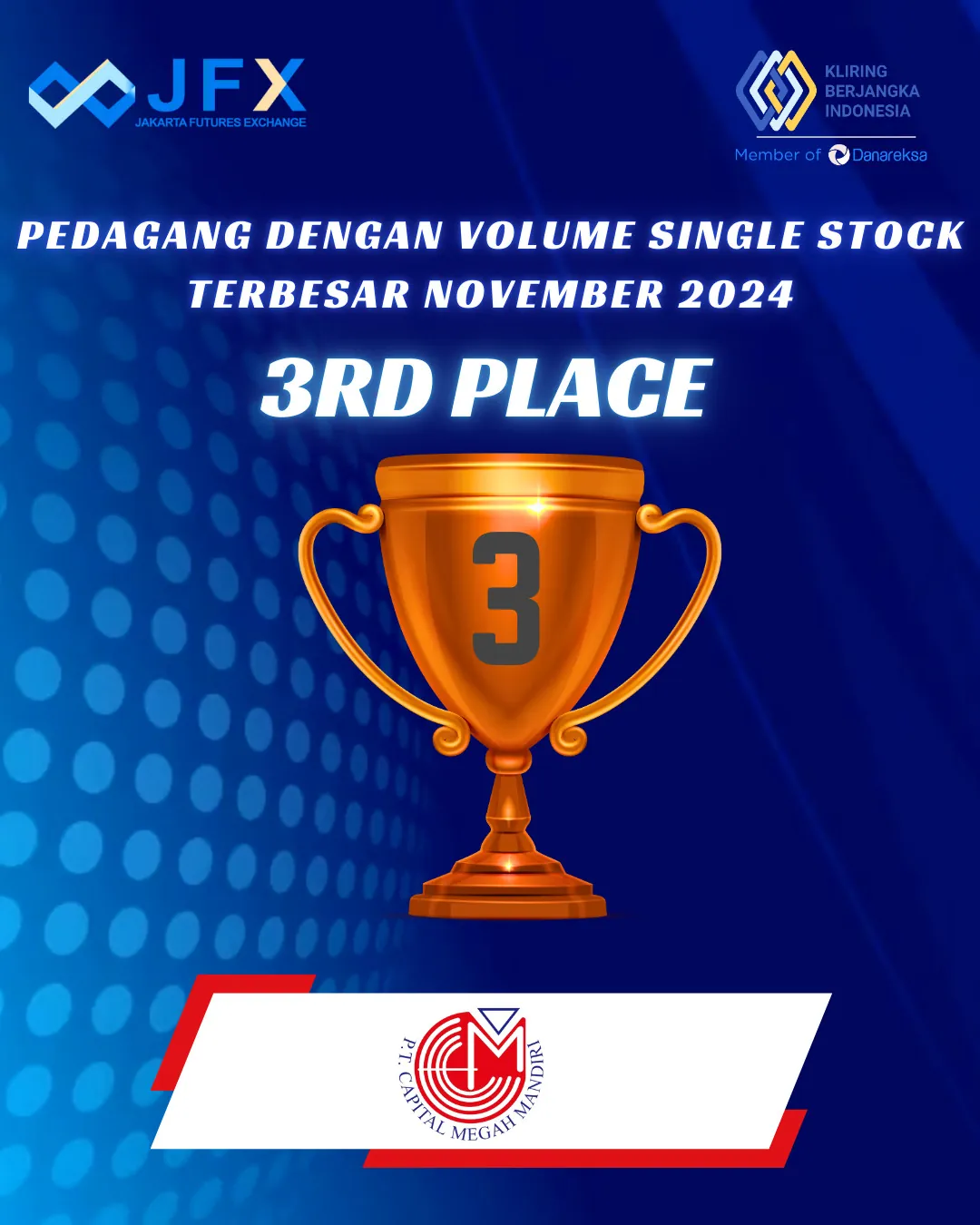 Peringkat 3 Volume Transaksi Single Stock Terbesar – November 2024